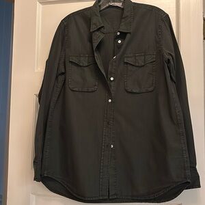 Vince spread-collar cotton silk button up top